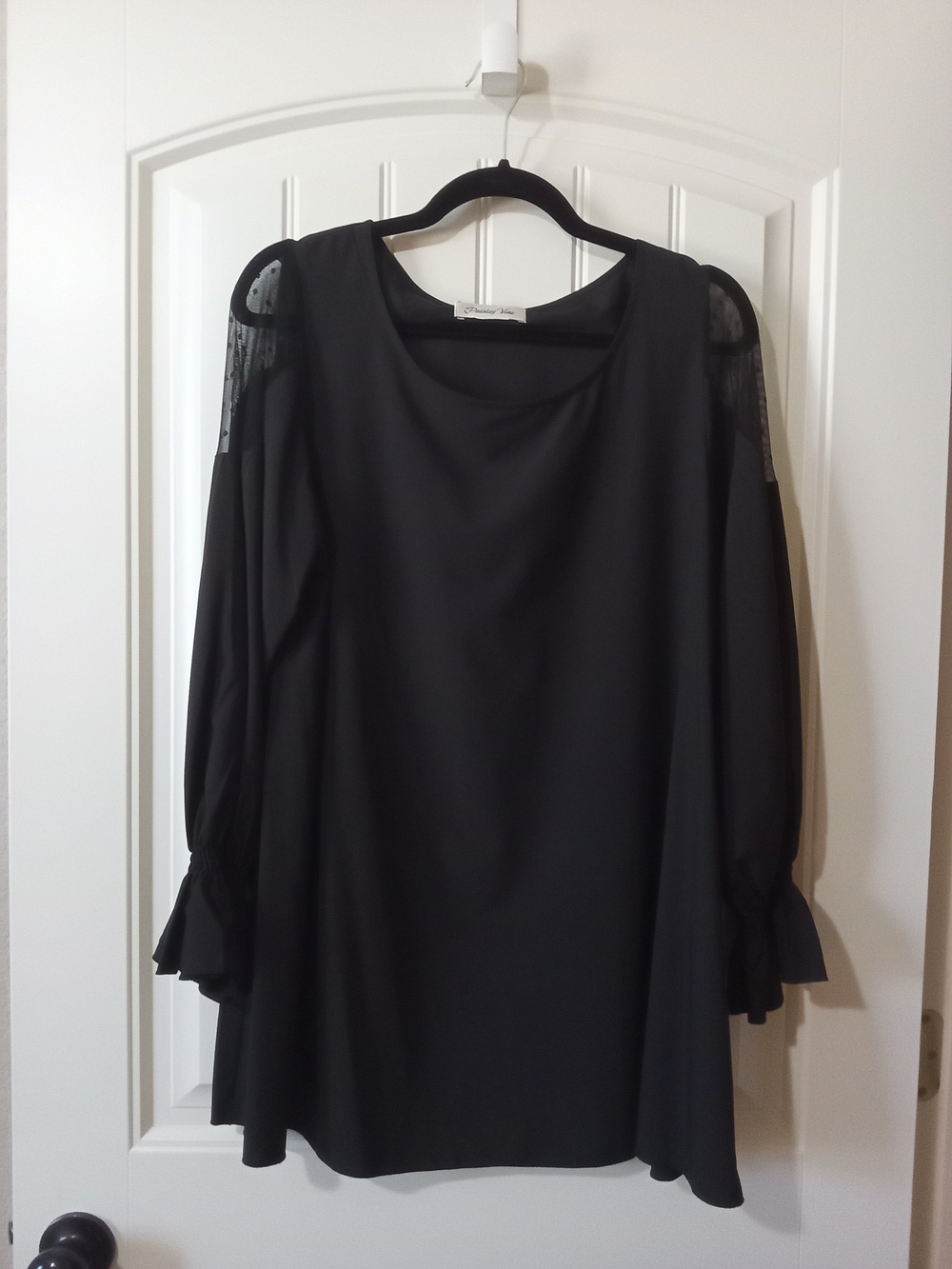 Black Cold-Shoulder Long Sleeve Tunic Top Sz XL